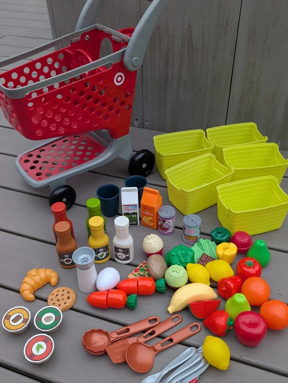 Target Red Mini Toy Shopping Cart With Play Food Groceries